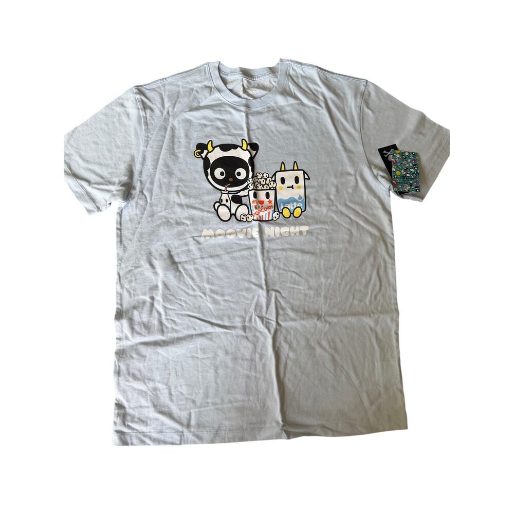 Tokidoki Moovie Night T Shirt Mens Large Gray Moofia Cow Popcorn Graphic Tee Y2K